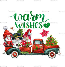 Warm Wishes Gnomies Truck DTF Transfer
