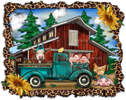Western Barn With Farm Animals DTF Transfer