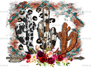 Western Cactus And Rose DTF Transfer