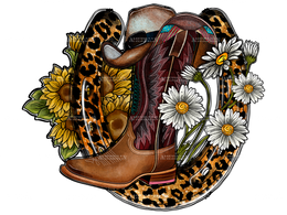 Western Horseshoe Cowboy DTF Transfer
