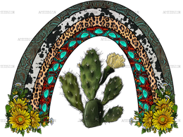 Western Rainbow Cactus DTF Transfer