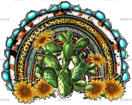 Western Rainbow With Cactus DTF Transfer