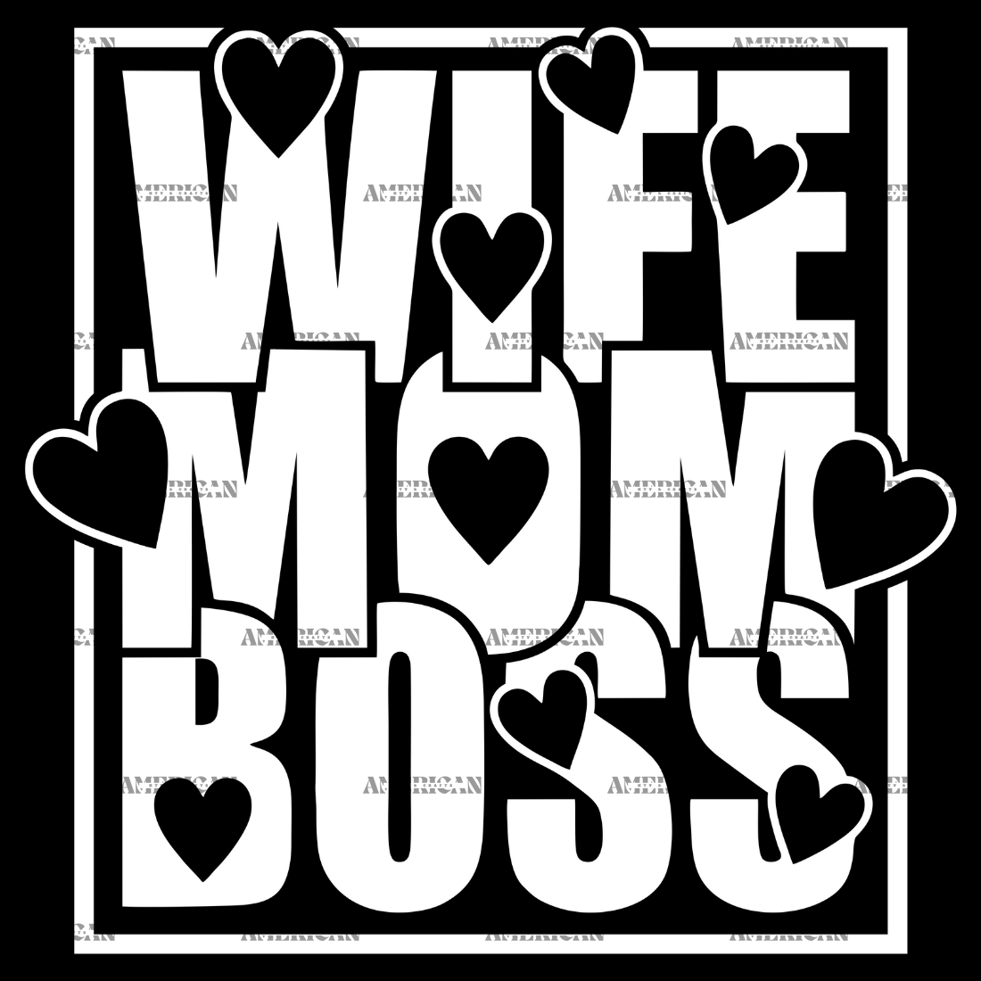 Wife Mom Boss White-1 DTF Transfer
