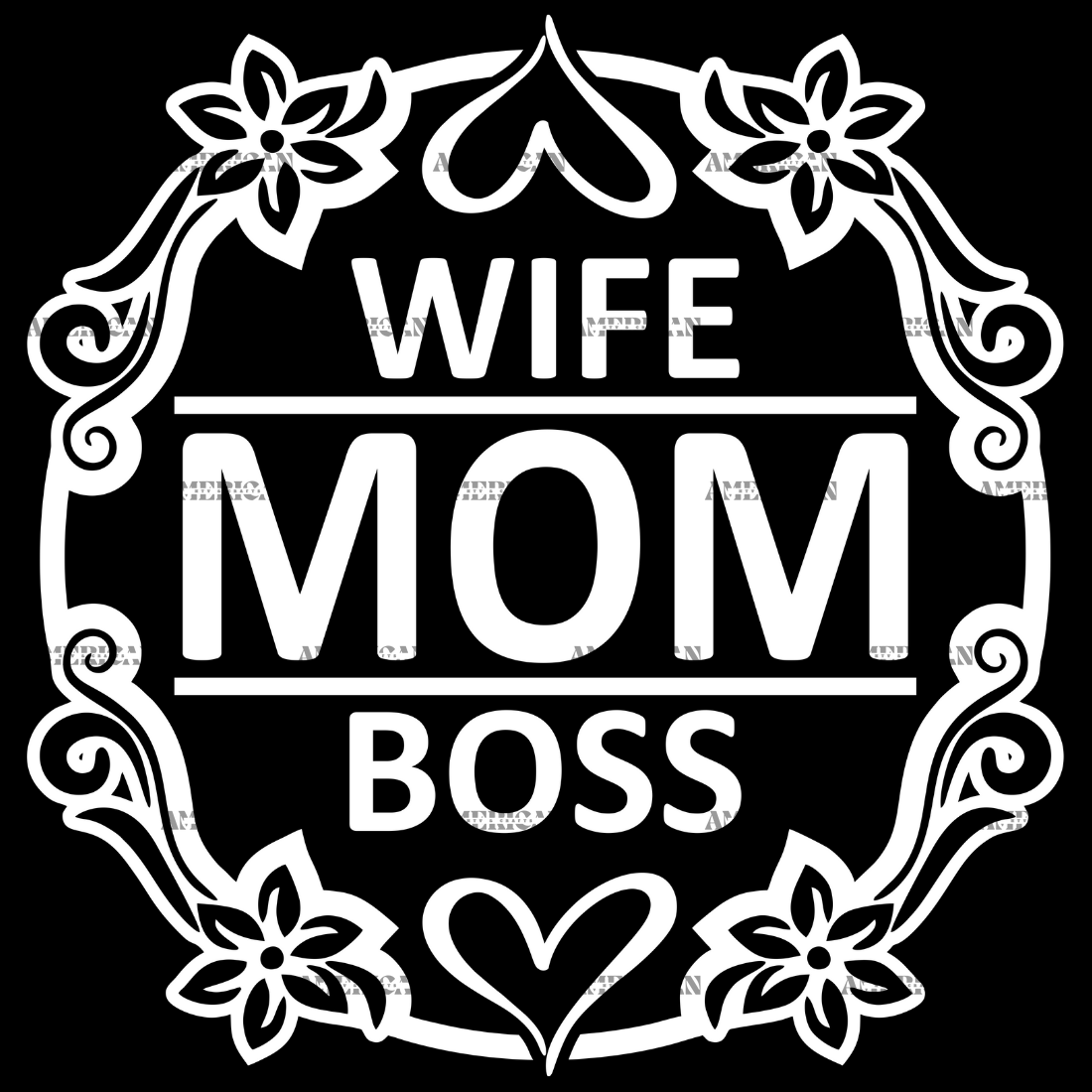 Wife Mom Boss White-2 DTF Transfer
