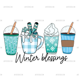 Winter Blessings Coffee DTF Transfer