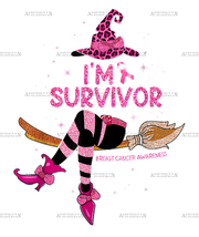 Witch Im Survivor Breast Cancer Leopard Pink Ribbon DTF Transfer