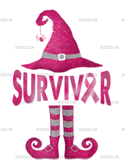 Womens Breast Cancer Survivor Funny Witch Halloween Costume DTF Transfer