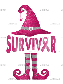Womens Breast Cancer Survivor Funny Witch Halloween Costume DTF Transfer