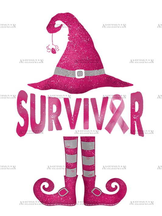 Womens Breast Cancer Survivor Funny Witch Halloween Costume DTF Transfer