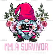 Womens Im A Survivor Pink Ribbon Breast Cancer Awareness DTF Transfer