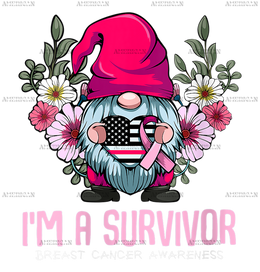 Womens Im A Survivor Pink Ribbon Breast Cancer Awareness DTF Transfer