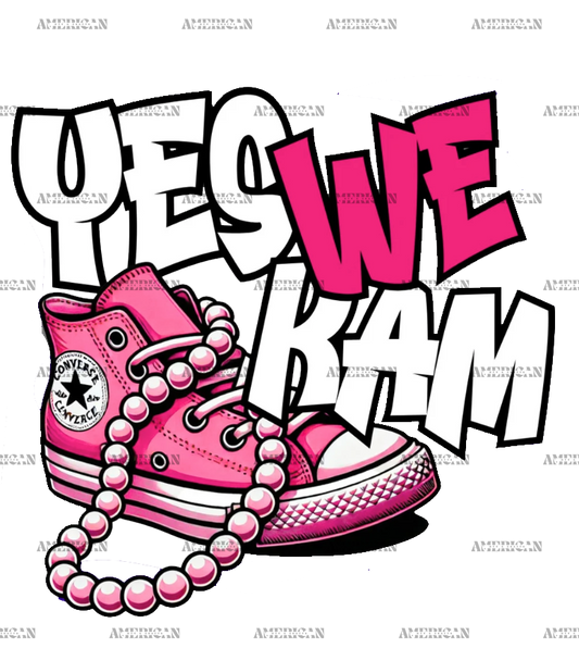 Yes We Kam Pink Shoe DTF Transfer