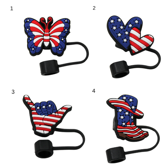 USA Flag Straw Toppers