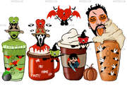 Bad Bunny Coffee Halloween DTF Transfer