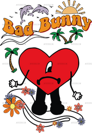 Bad Bunny Sad Heart Dtf Transfer