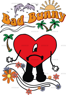 Bad Bunny Sad Heart Dtf Transfer
