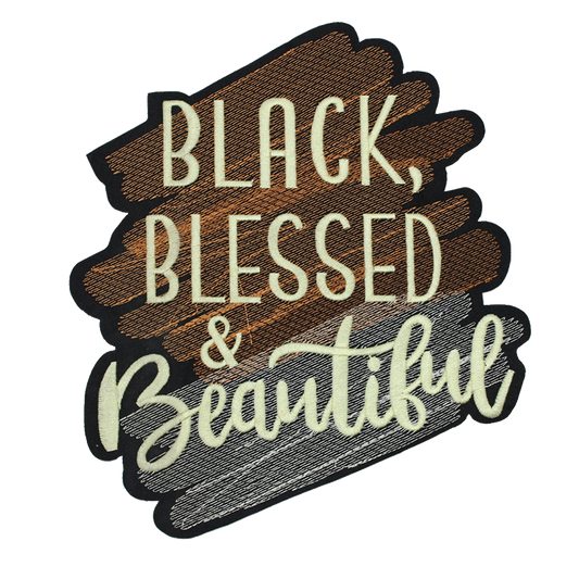 Black Blessed & Beautiful Patch (Large/Embroidery)