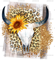 Cow Skull And Sunflower DTF Transfer