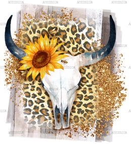 Cow Skull And Sunflower DTF Transfer