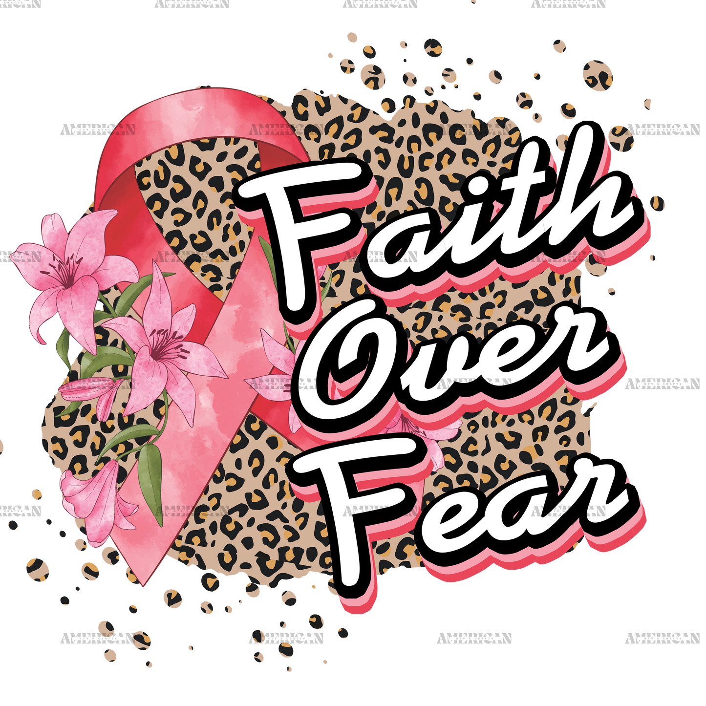 Faith Over Fear Leopard DTF Transfer