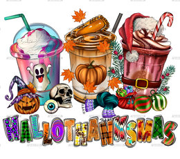 Hallothanksmas Cups DTF Transfer