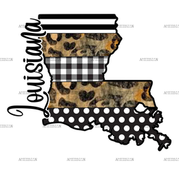 Louisiana Map Leopard DTF Transfer