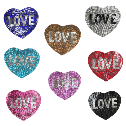 Love Heart Rhinestone Patch