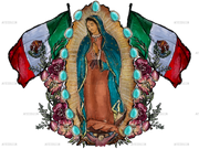 Mexican Flag Lady Of Guadalupe Dtf Transfer