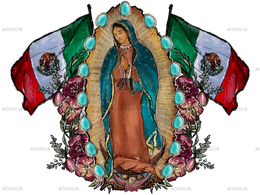 Mexican Flag Lady Of Guadalupe Dtf Transfer