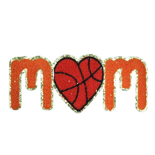 Mom Basket Ball Heart Patch (Small/Chenille)