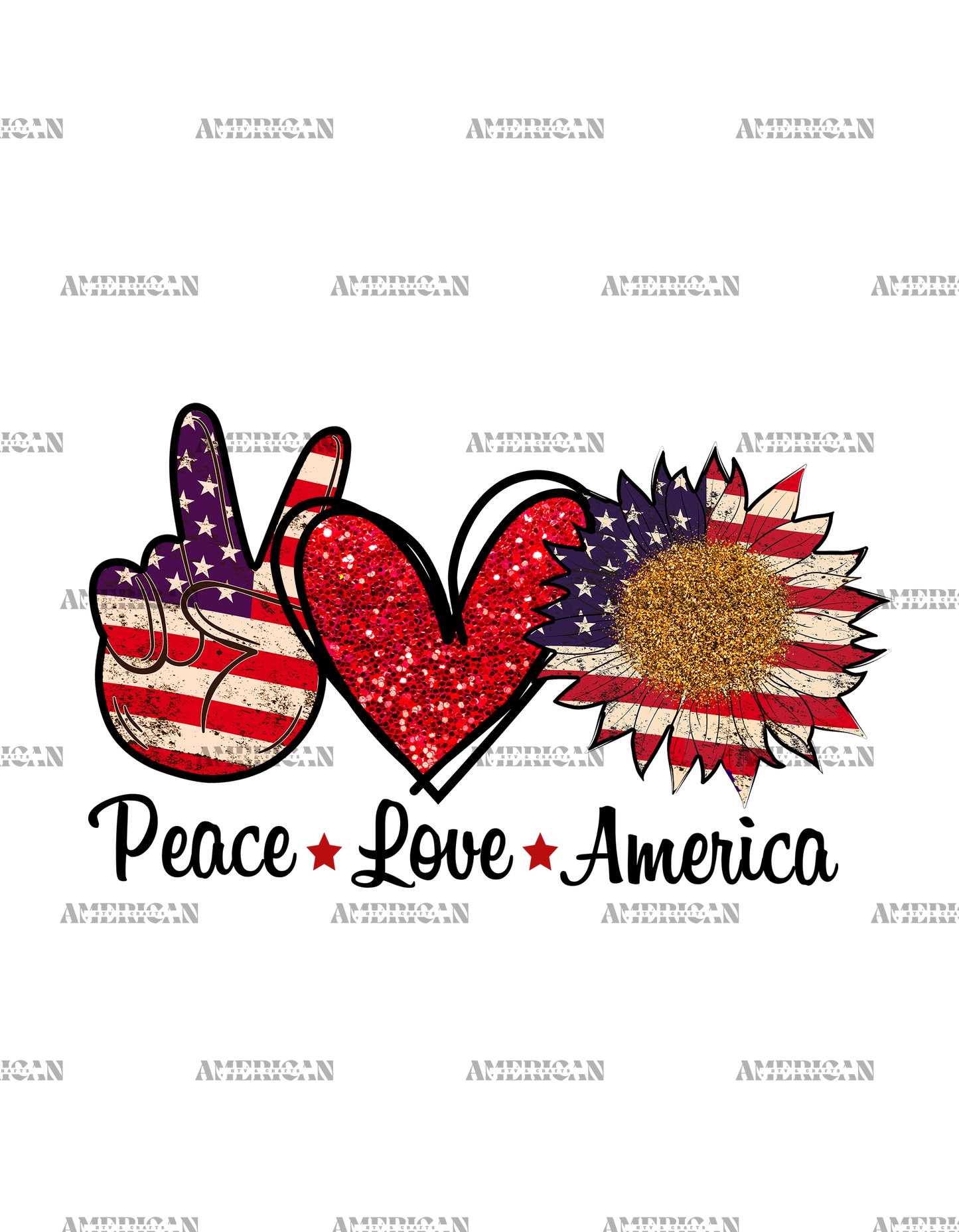 Peace Love America Sunflower-2 DTF Transfer