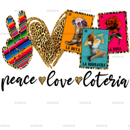 Peace Love Loteria B Dtf Transfer