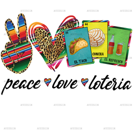 Peace Love Loteria Food Dtf Transfer