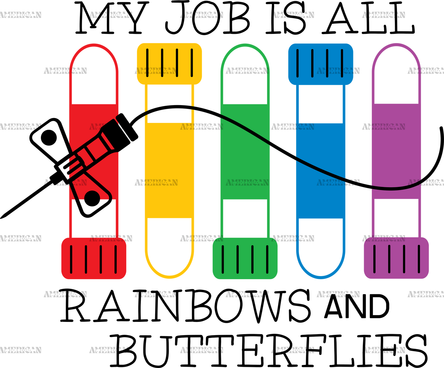 Phlebotomy Rainbows And Butterflies DTF Transfer