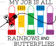 Phlebotomy Rainbows And Butterflies DTF Transfer