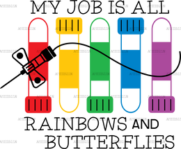 Phlebotomy Rainbows And Butterflies DTF Transfer