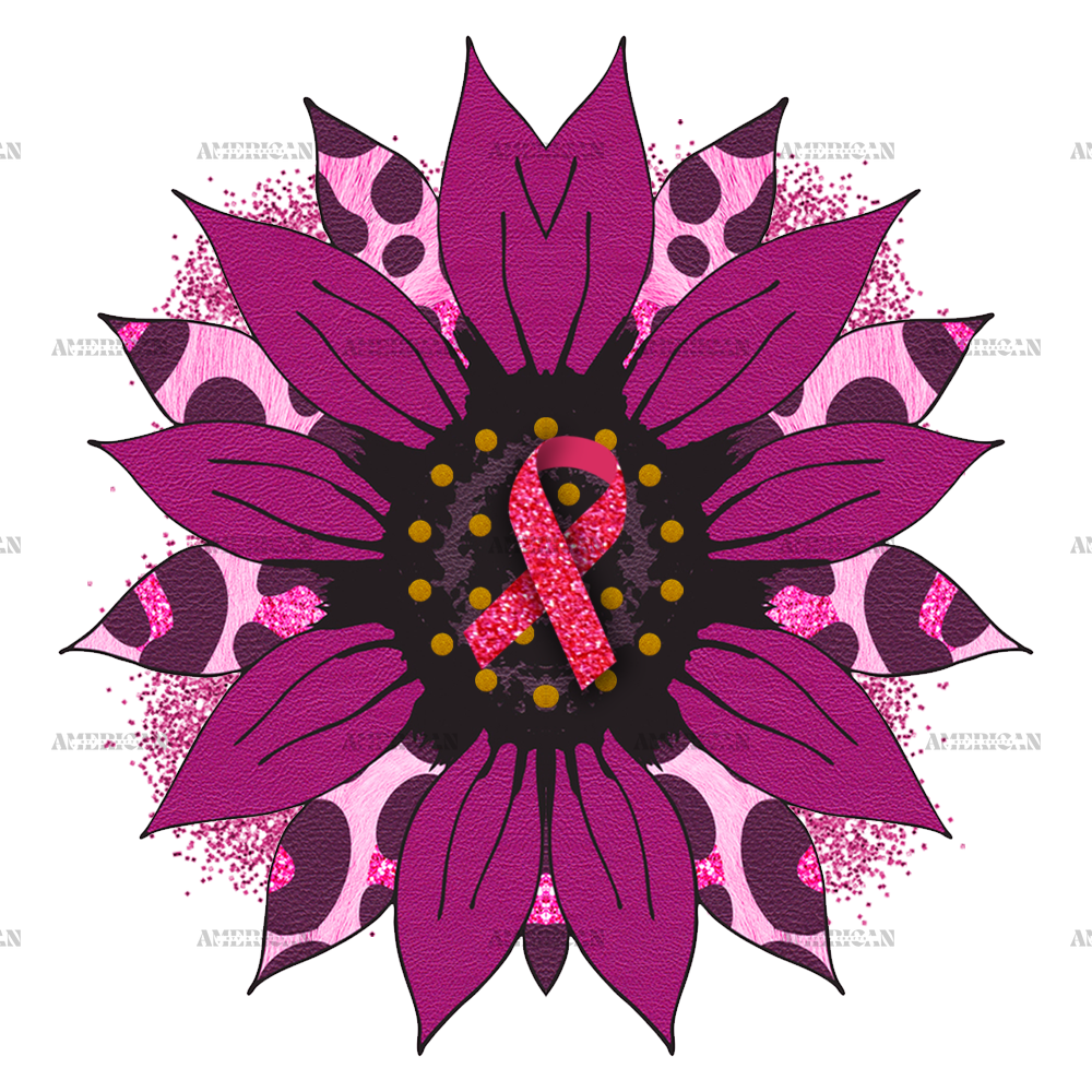 Pink Ribbon Sunflower DTF Transfer