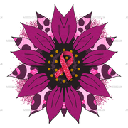 Pink Ribbon Sunflower DTF Transfer