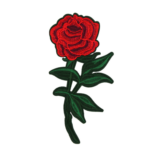 Red Rose With Long Stem Patch(Large/Embroidery)