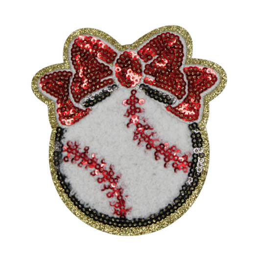 Baseball With Bow Patch (Medium/Chenille)