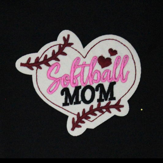 Softball Mom Pink Patch(Small/Embroidery)