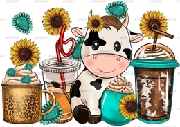 Western Cow Coffee Cups DTF Transfer