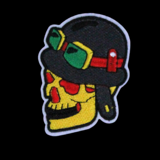 Yellow Skull With Cap And Goggles Patch(Small/Embroidery)