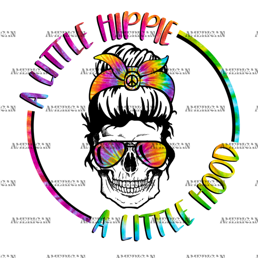 A Little Hippie Skull Circle DTF Transfer