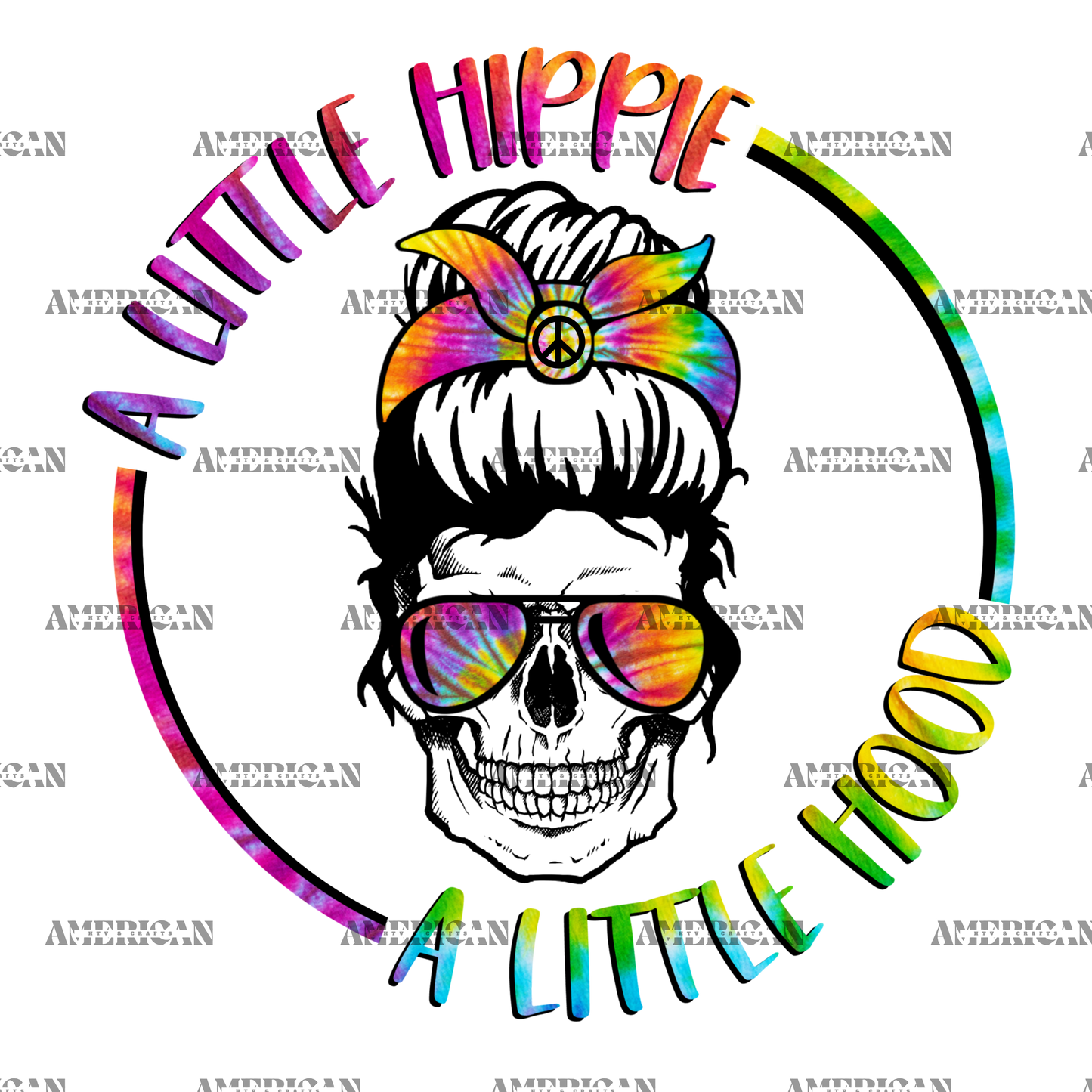 A Little Hippie Skull Circle DTF Transfer