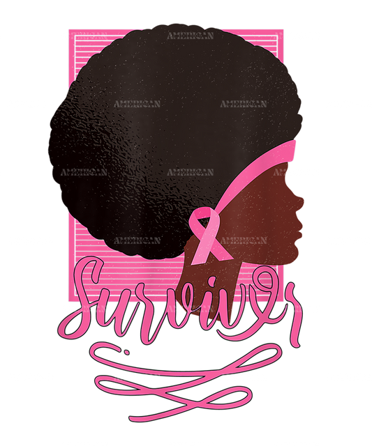 African American Black Woman Survivor Breast Cancer Awarenes-1 DTF Transfer