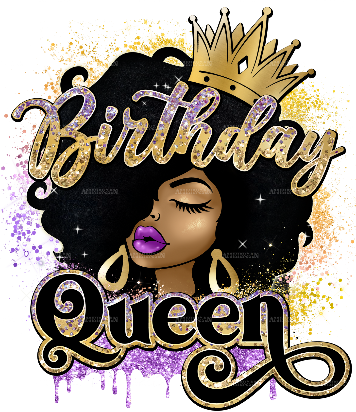 Afro Head Birthday Queen-2 DTF Transfer