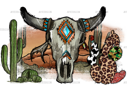 Aztec Boho Skull DTF Transfer