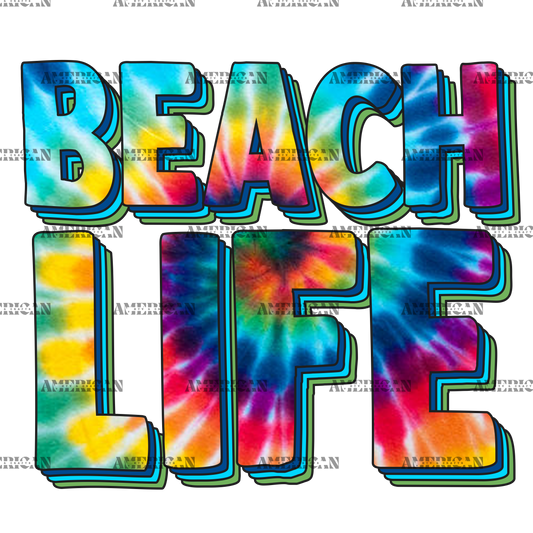 Beach Life Tie Dye DTF Transfer