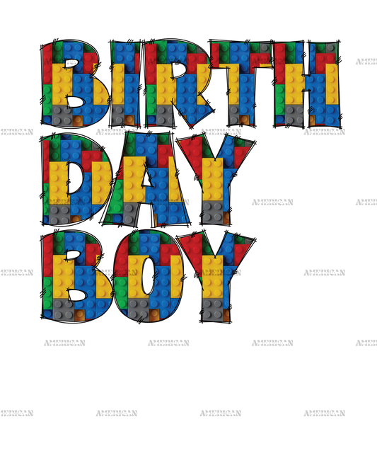 Birthday Boy Building Blocks DTF Transfer